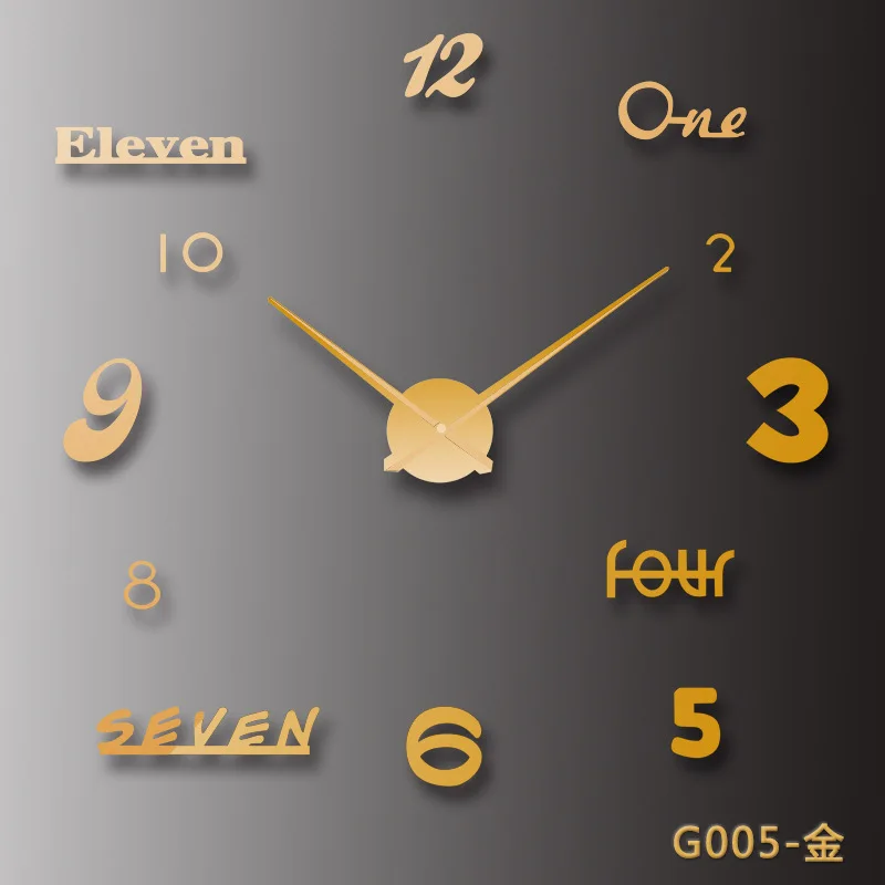 Новые 3d наклейки домашний декор для гостиной diy акриловые зеркальные настенные наклейки кварцевые часы horloge современный дизайн большие настенные часы - Цвет: CL-005-GL
