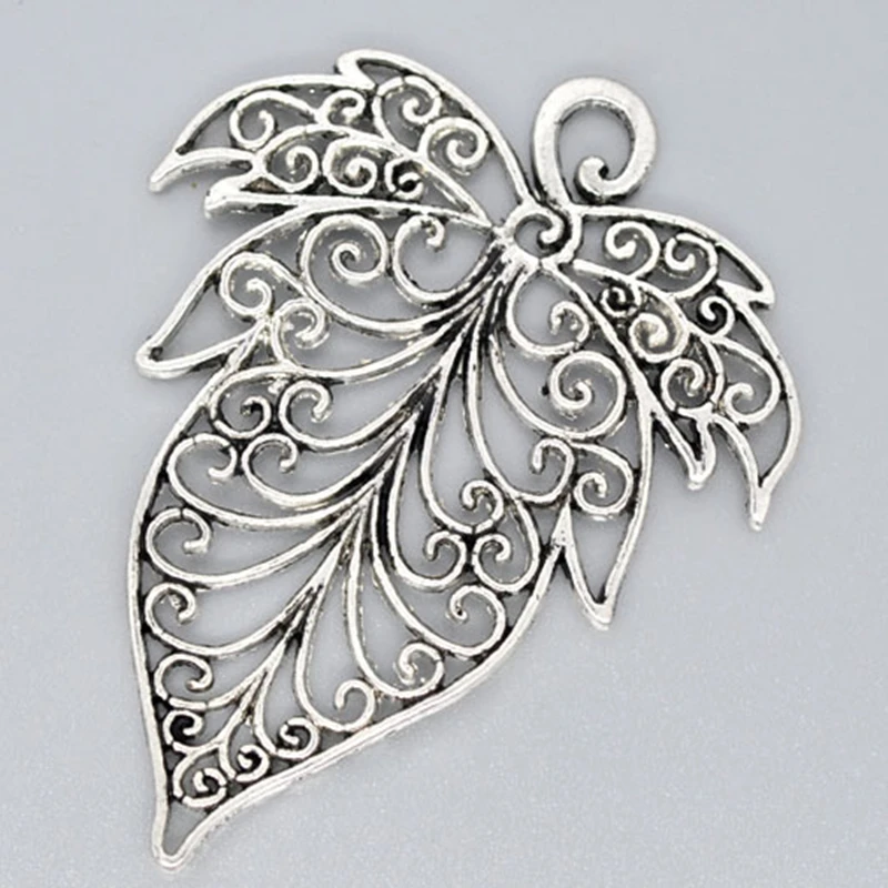 

DoreenBeads Zinc metal alloy Charm Pendants Leaf Antique Silver Flower Hollow Pattern 7.2cm(2 7/8") x 5.6cm(2 2/8"), 1 Pc