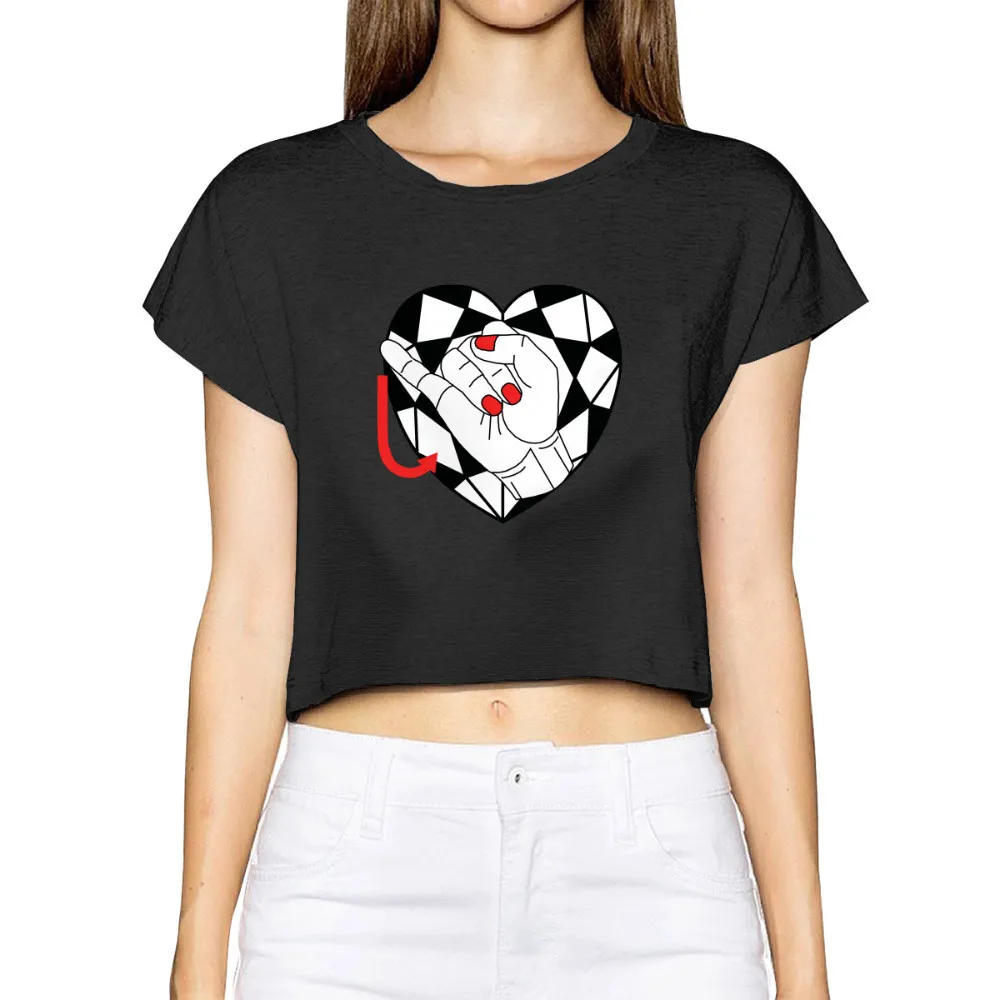

Custom Design Women O Neck gesture printing Short Sleeve T Shirt Fashion Female Casual Top Ladies Summer T Shirts Tops