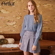 ARTKA осень и зима женский винтажный трикотажный ребристый пуловер свитер YB15684D