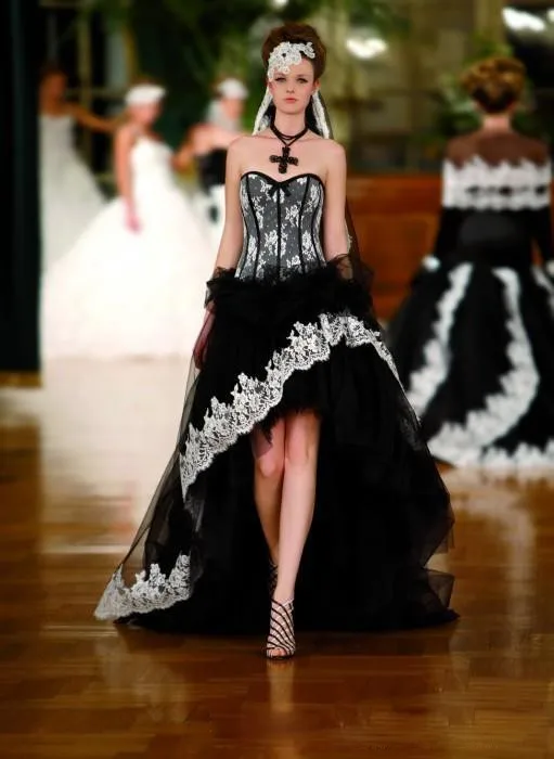 Vestido De Novia Fashion Black And White Wedding Dress Sweetheart