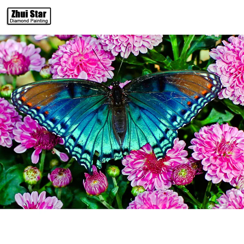 

Full Drill Square Diamond 5D DIY Diamond Painting"Flower and butterfy"Diamond Embroidery Cross Stitch Rhinestone Mosaic Painting
