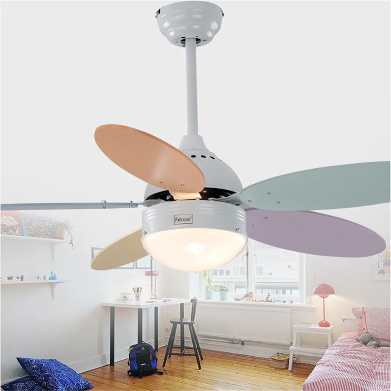 Simple Dinning Room Fan Lights Children Bedroom Fan Lamp LED Home Color