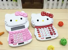 Hello Kitty 12digit Electronic Calculator Push Cover Cute Design Calculator Student Calculadoras Solar/Battery Power Calculating
