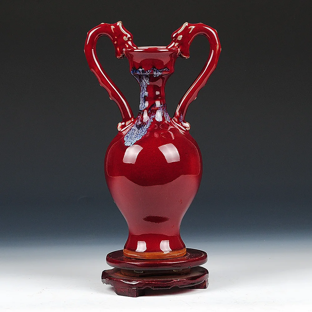 Керамическая ваза в форме драконов Jingdezhen с Красной глазурью для украшения дома и