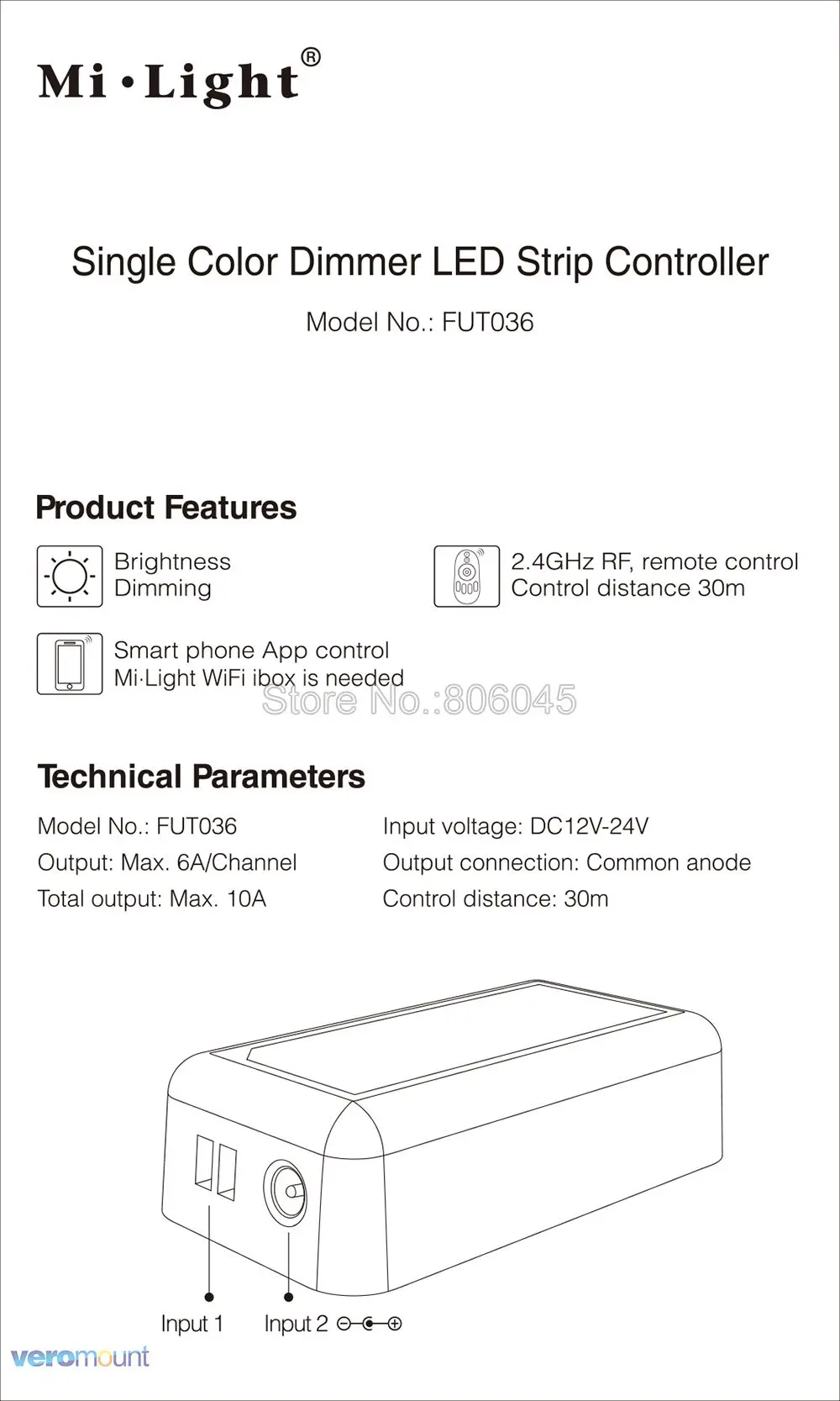 Miboxer FUT036 регулятор яркости DC12-24V 10 А регулируемая яркость для светодиодной ленты с 2,4G беспроводной сенсорный пульт дистанционного управления Поддержка Wi-Fi