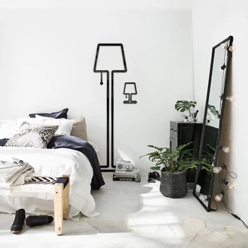 

American style Simple table lamp 3D acrylic wall sticker Creativity bedroom Entrance wallpaper Mirror Decorative sticker