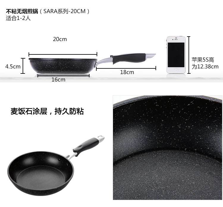 20 см Антипригарная посуда каменный слой сковорода кастрюля маленькая Яичница общего использования для газовой и индукционной плиты