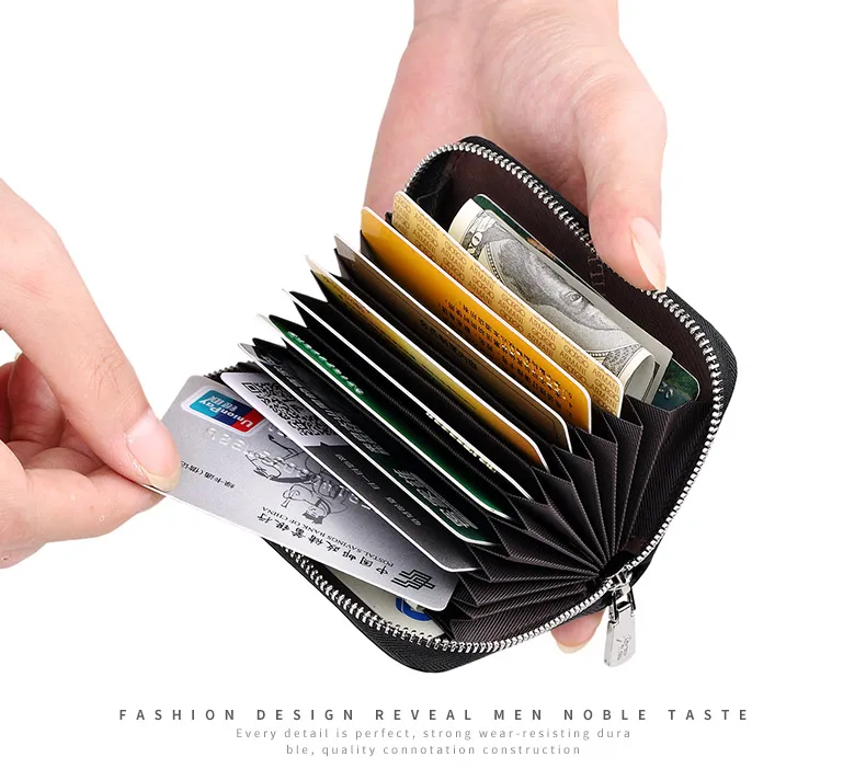 WILLIAMPOLO кошелек на молнии с отделением для карт для мужчин Бизнес Натуральная кожа модный простой карман для монет черный коричневый синий