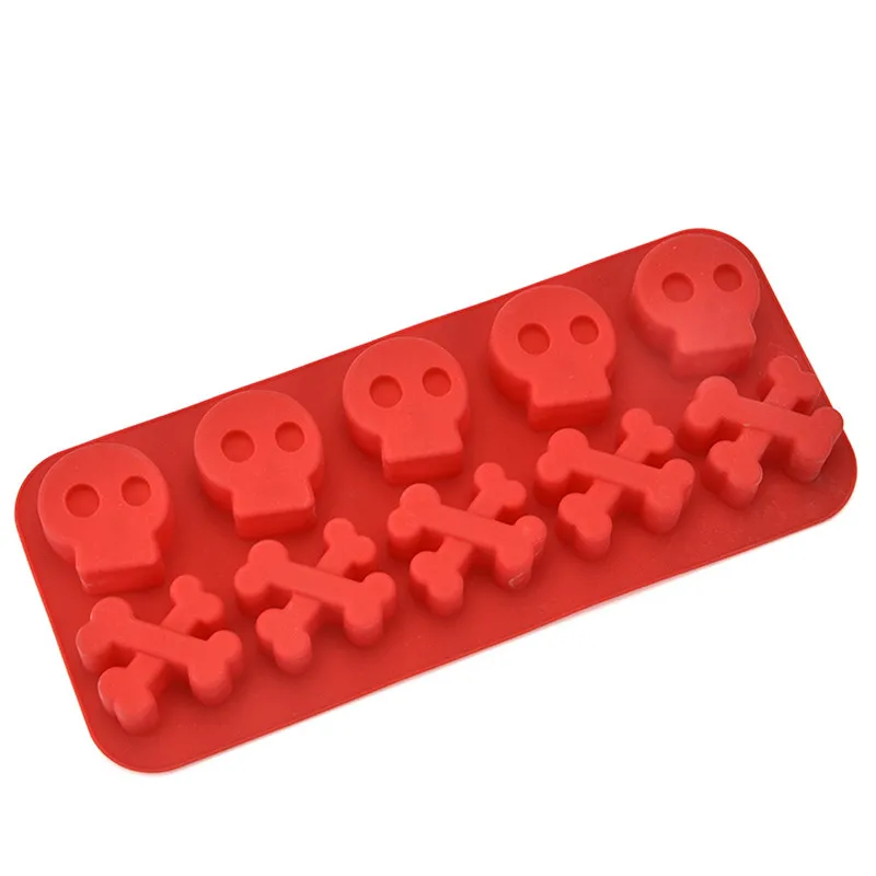 

Halloween Bone Skull Skeleton Cake Mold 10 Cavities Fondant Halloween Supply Cake Skulls Mold Chocolate Mould DIY Baking Tool