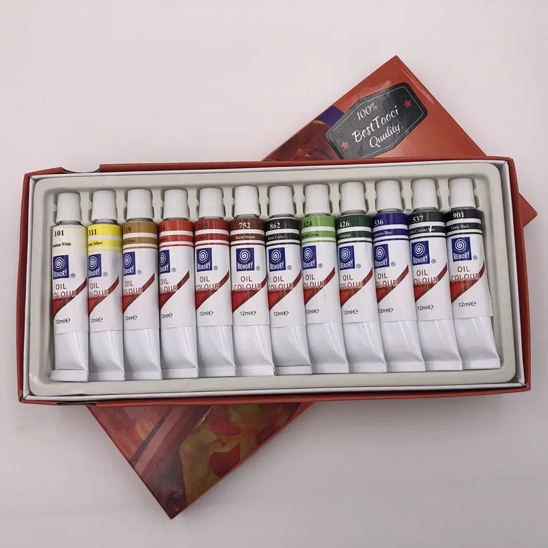 Professional Brand Oil Paint 12 ML 12 Colors Set Canvas Pigment Art Supplies Acrylic Paints Each Tube Drawing