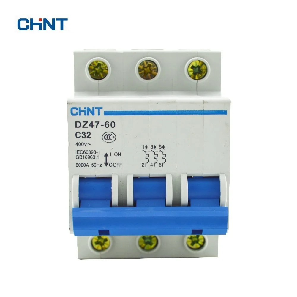 

CHINT DZ47-60 C32 AC230/400V 3P 32A Rated Current 3 Pole Miniature Circuit Breaker