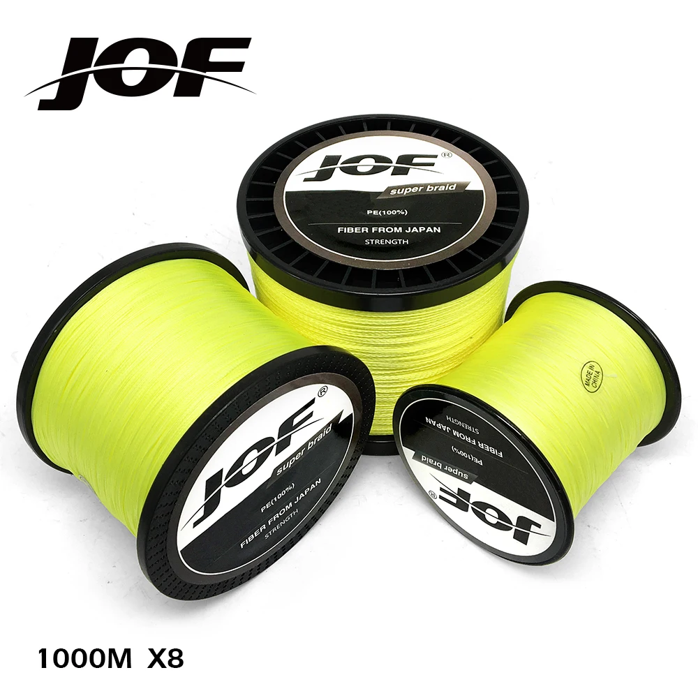 JOF плетеная леска 8 нитей желтый 100 м 150 300 500 1000 рыболовный шнур для соленой воды linha