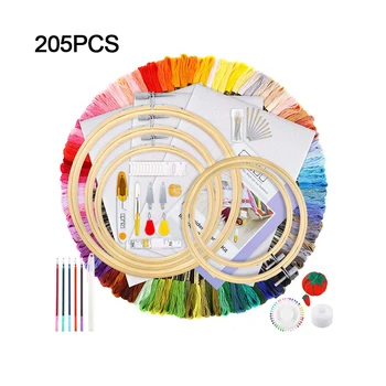 

Embroidery Cross Stitch Hoop Ring Threads Sewing Full Range Of Embroidery Starter Kit Cross Stitch Hoop 205pcs Sewing Tools Set