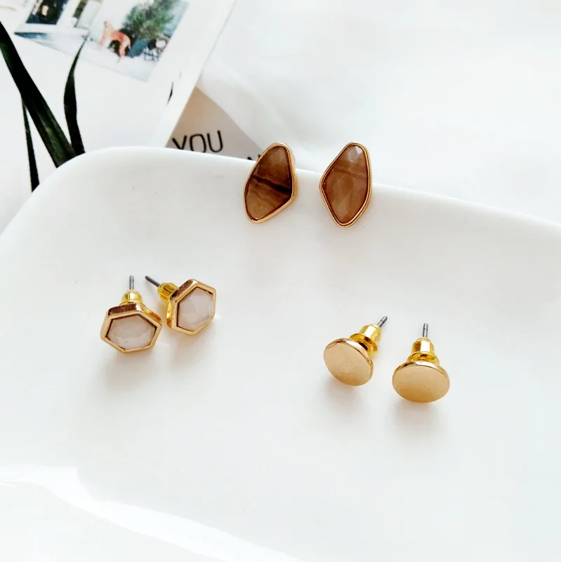 

2019 new brand design hand made mini geometric multilateral earrings minimalist atmospheric temperament earrings gifts for women