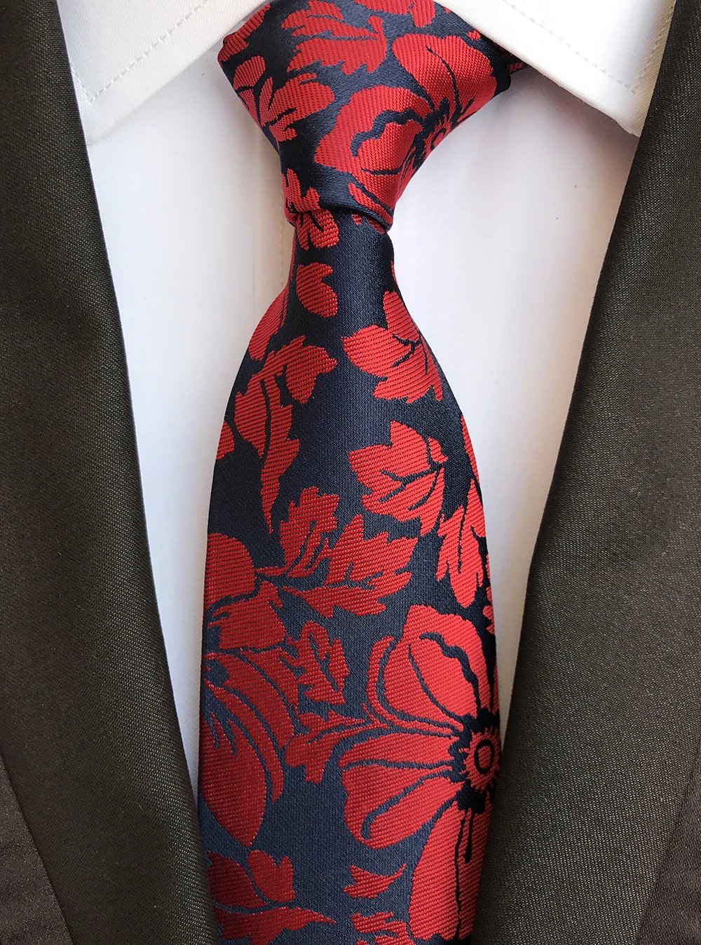 SHIFOPUTI Brand New 8cm Men Tie Floral Necktie For Men Wedding Red Navy