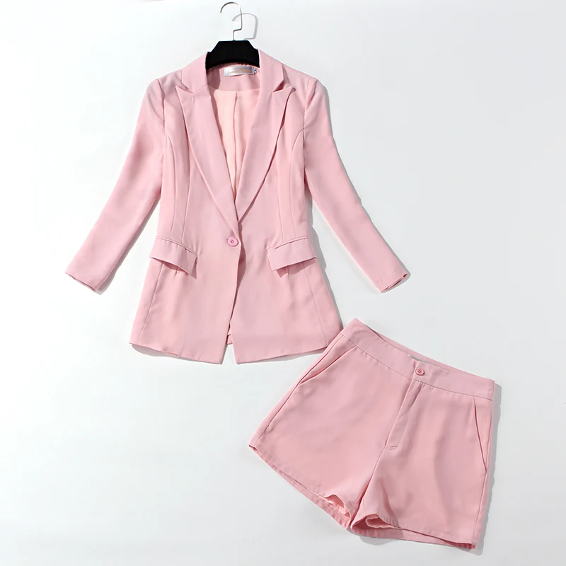 pink blazer with shorts