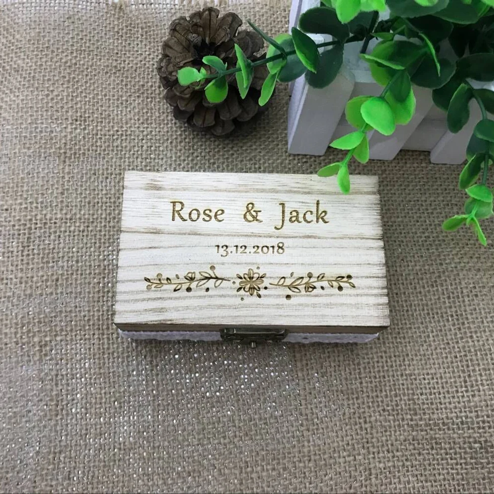 Personalized Wedding Valentines Engagement Wooden Ring Bearer Box Rustic Wedding Ring Box Holder ,Custom Ring Box3