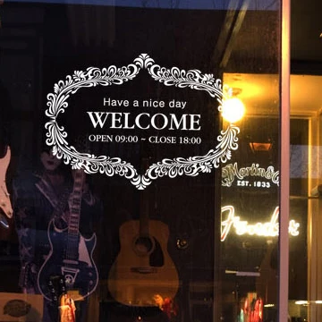 

Customize shop hours open and close time glass pattern decals sticker wall decor for shop store 22 colors choose custom-made