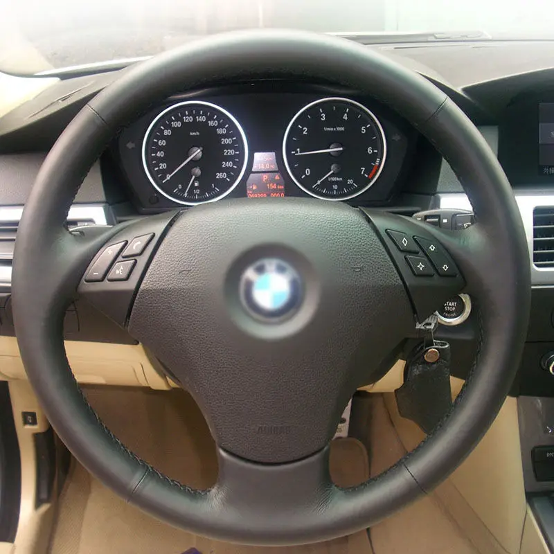

Shining wheat Black Artificial Leather Car Steering Wheel Cover for BMW 523 523li 525 520li 530 535 545i E60