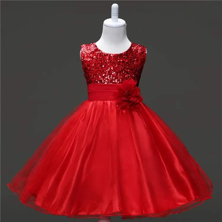 Flower girl dresses new year birthday christmas long belt sequin teen