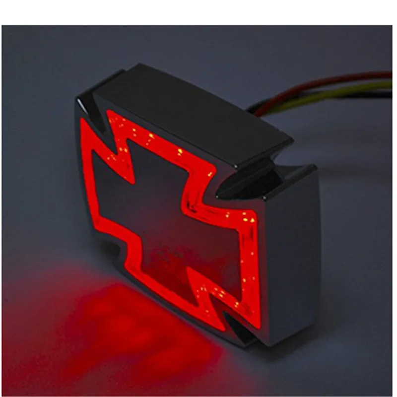 Motorcycle Accessories Motorbike Iron Cross Medal LED taillight Scooter Brake Tail Lights Motorcycle Modified Tail Lights