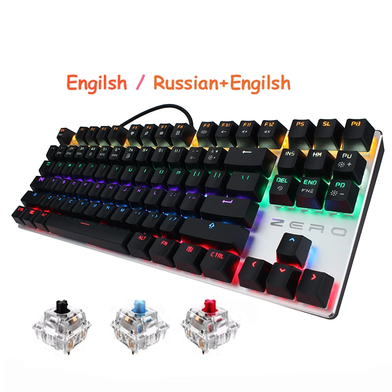 

Metoo zero 87 104 Keys USB Wired Pro Gaming Keyboard Wired LED Backlight Keyboard and Mouse for Tablet Desktop PC Games