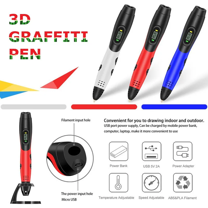 

Original 3D Pen 3D Printing Drawing Pen DIY Creation 3D Printer Pens Can With1.75MM 10/20 Colors PLA 3D Pen Plastic For Kid Gift