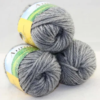

LOT of 3 BallsX50g Chunky Hand-woven Coarse Knitting Yarn Mom Gray 206