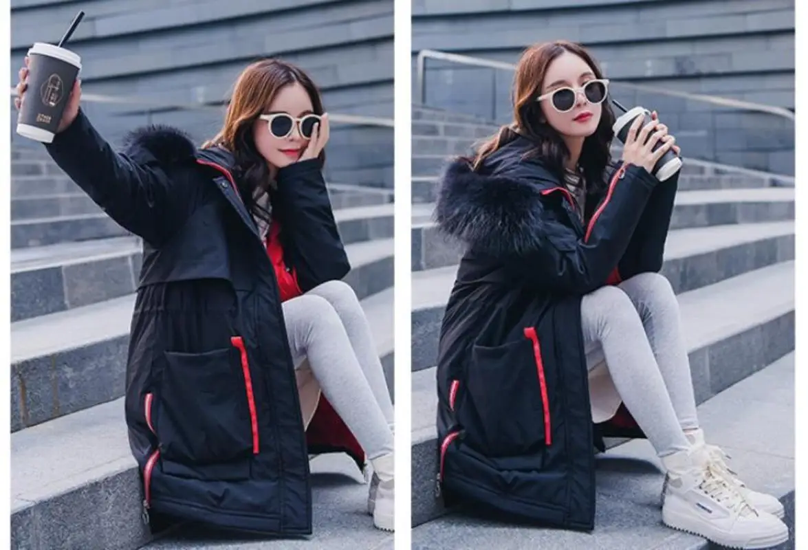 Winter new large size women's down jacket military uniforms to overcome casual cotton jacket hooded parkas outerwear