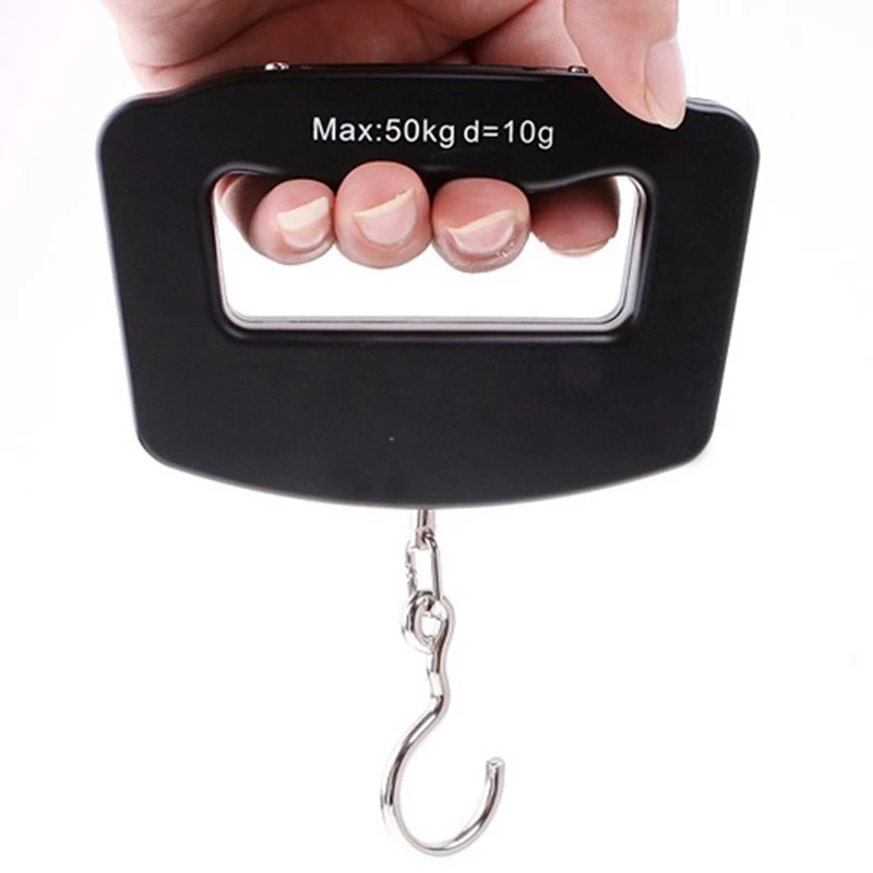 

50kg/10g LCD Digital Electronic Hand Held Hook Luggage Hanging Fish Scale Backlight Balance Weighing Pocket Portable Scale