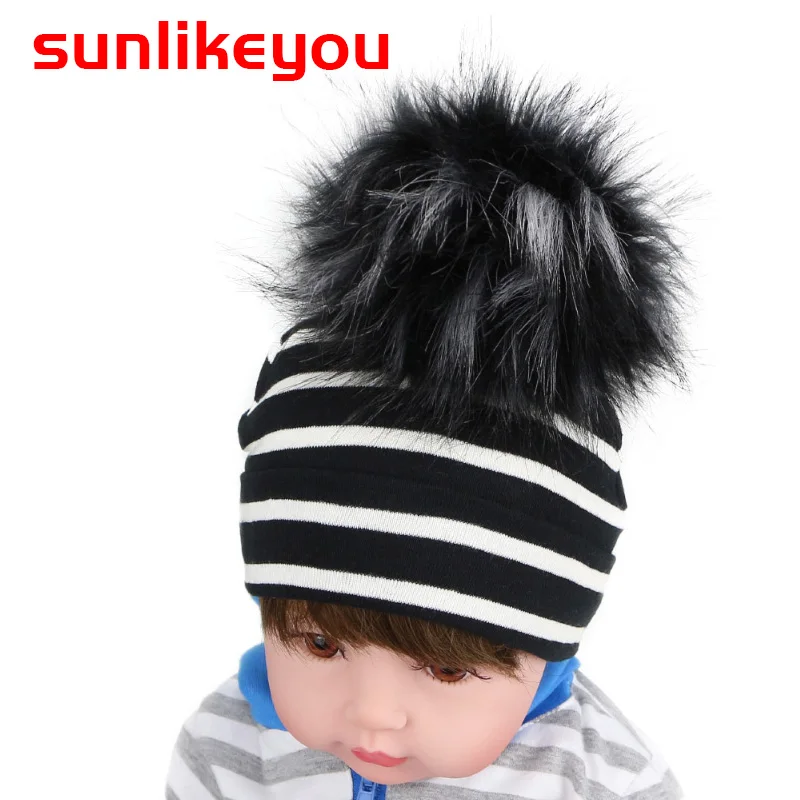 

Sunlikeyou Fashion Newborn Baby Hats Cotton Breathable Girls Fur Ball Pom Hat Boys Kids Infant Baby Summer Caps Baby Bonnet