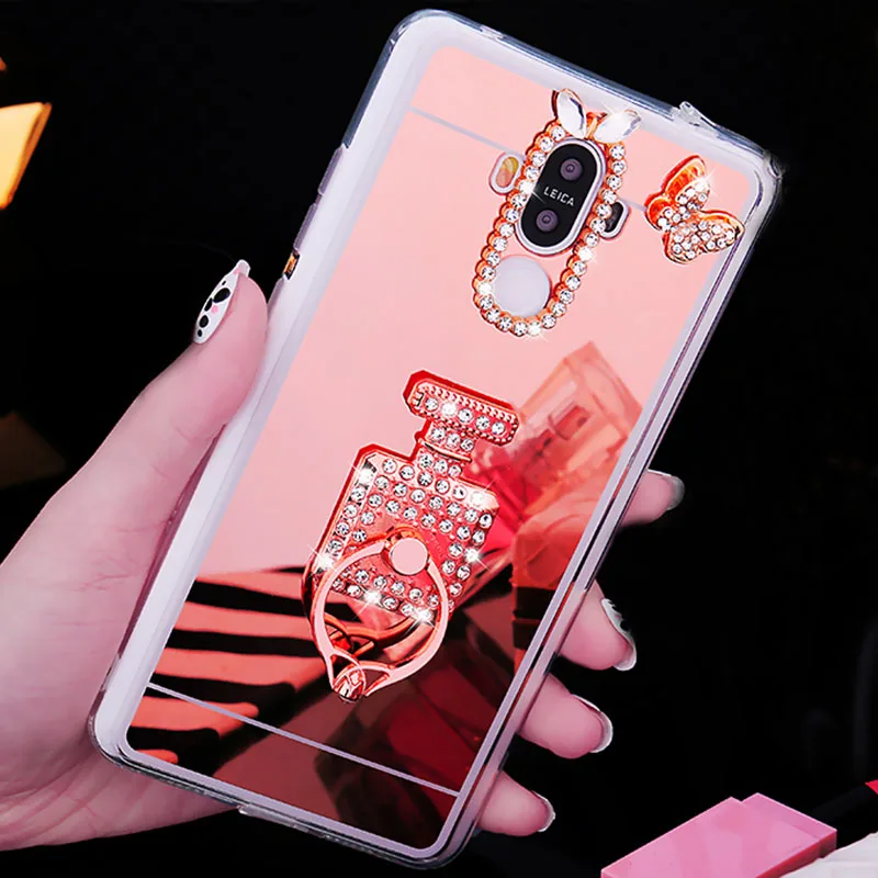 Роскошный блестящий зеркальный чехол с кольцом для Huawei Mate 10 Lite 9 Pro задняя крышка Y6