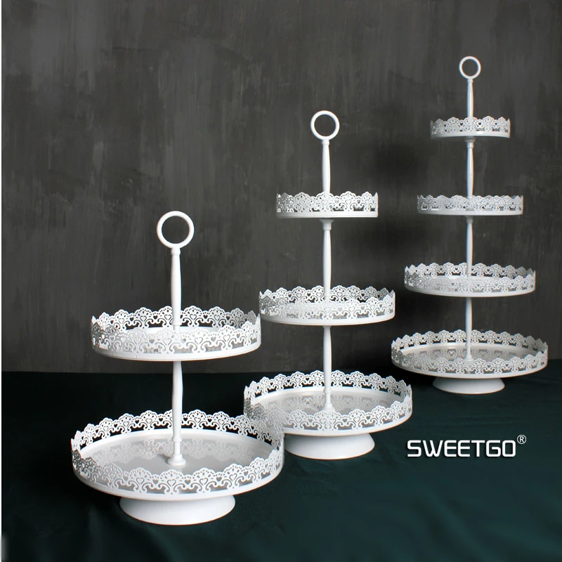 

4 tiers cake stand metal white wedding cake tools for cupcake display plate party event home decoration bakeware Kitchen& bar