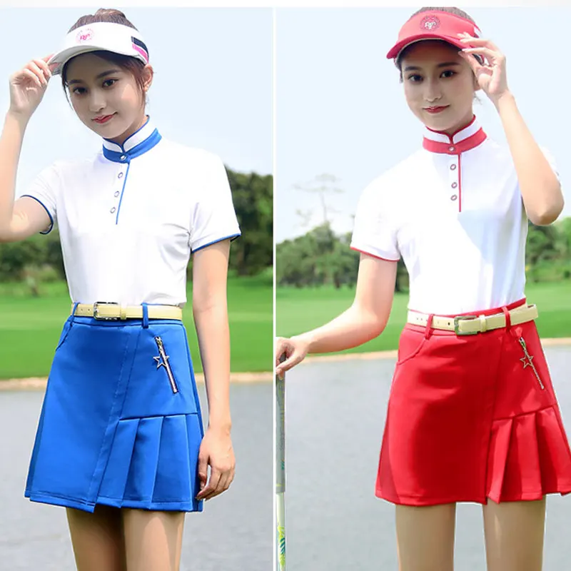 Pgm Женская футболка для гольфа с длинным рукавом, весна-лето, плиссированные юбки для женщин, быстросохнущая юбка для гольфа, наборы спортивной одежды AA60488