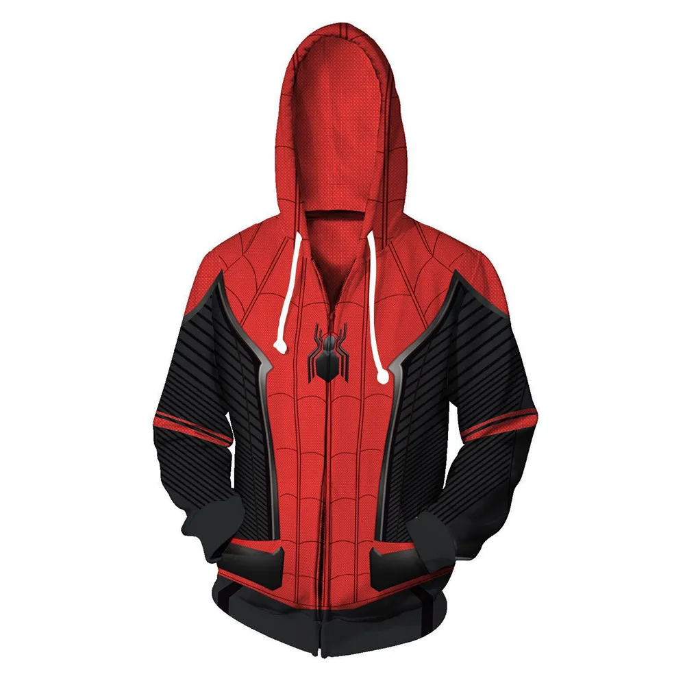 Толстовки с капюшоном из фильма «Человек-паук», костюм Человека-паука, куртка на молнии с 3D принтом, толстовки унисекс, пуловер, пальто в стиле хип-хоп