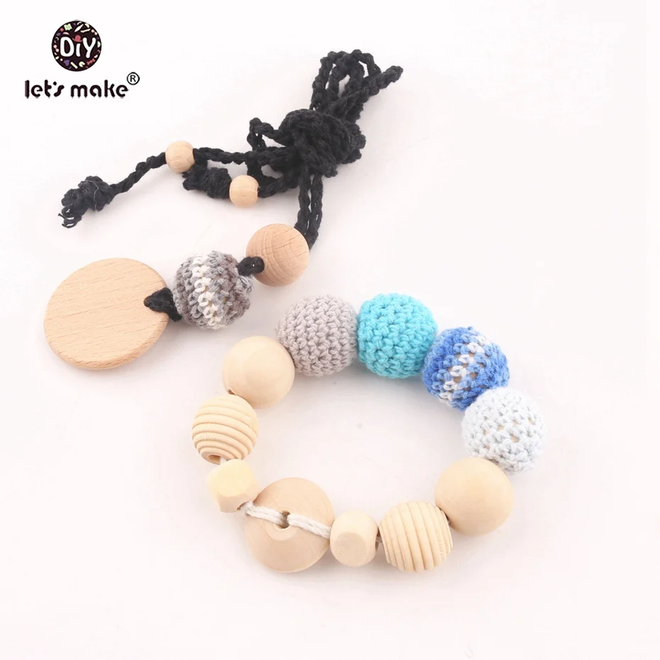 Let-s-make-Teething-Necklace-Bracelets-Set-2pc-1set-Handmade-Baby-Jewelry-Can-Chew-Corchet-Beads (1)