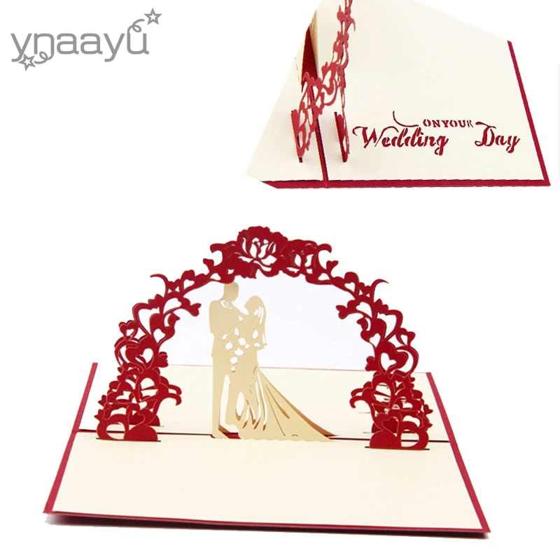  Ynaayu 1pcs Three -dimensional Greeting Card Hollow Card Wedding invitation Card For Wedding Party  - 32819453172