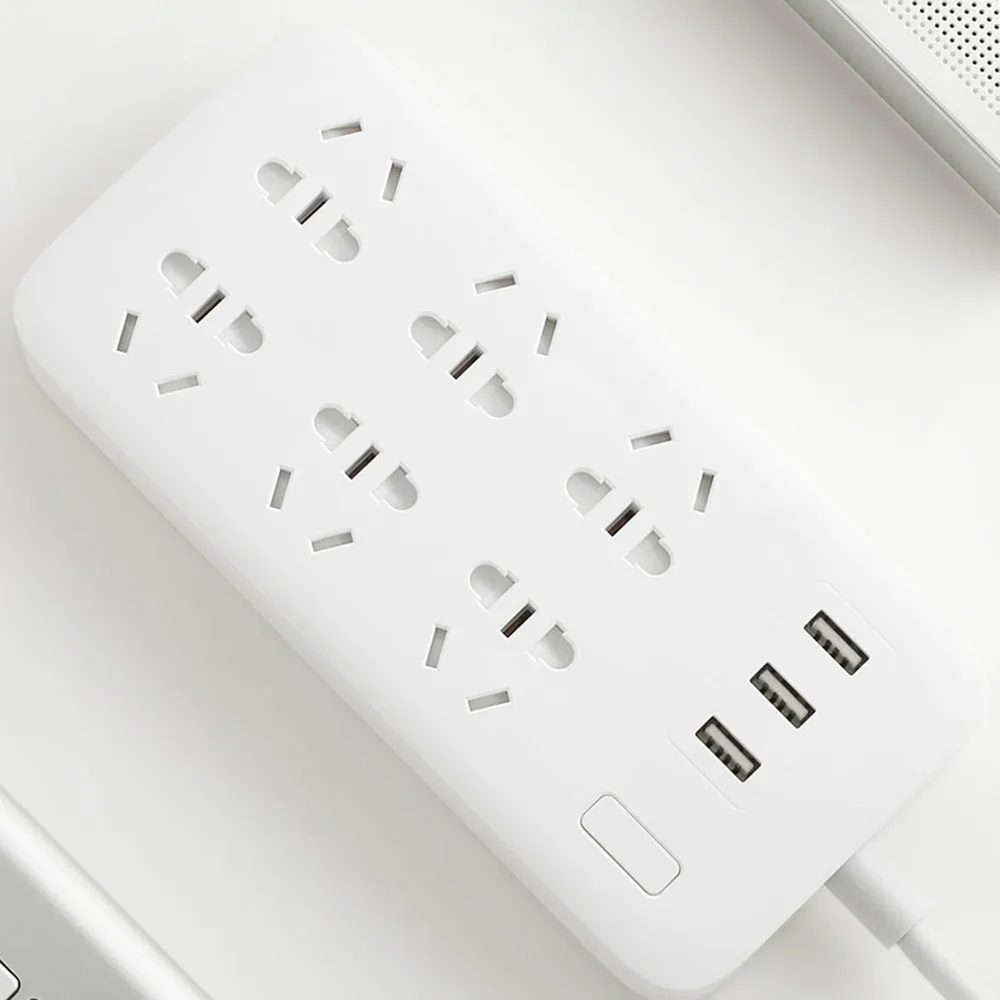 Оригинальный умный удлинитель XiaoMi Mi с 6 портами и 3 USB для быстрой зарядки 2 1 А
