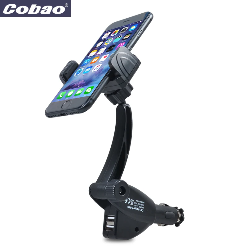 

Cobao Universal Car Phone Holder Charger 360 Adjustable Dual Usb Port Mobile Phone Holder Charger For Xiaomi Samsung iPhone X 8
