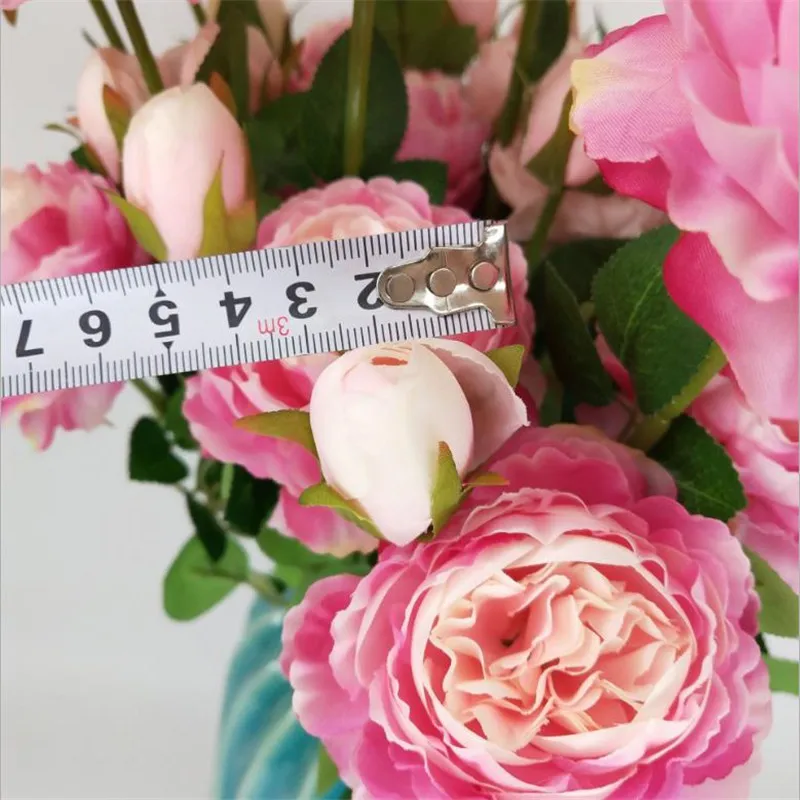 Flone 3 Heads European Style Elegant Artificial Peony Flowers Simulation Silk Flowers Branch Wedding Home Party Decoration  (8)