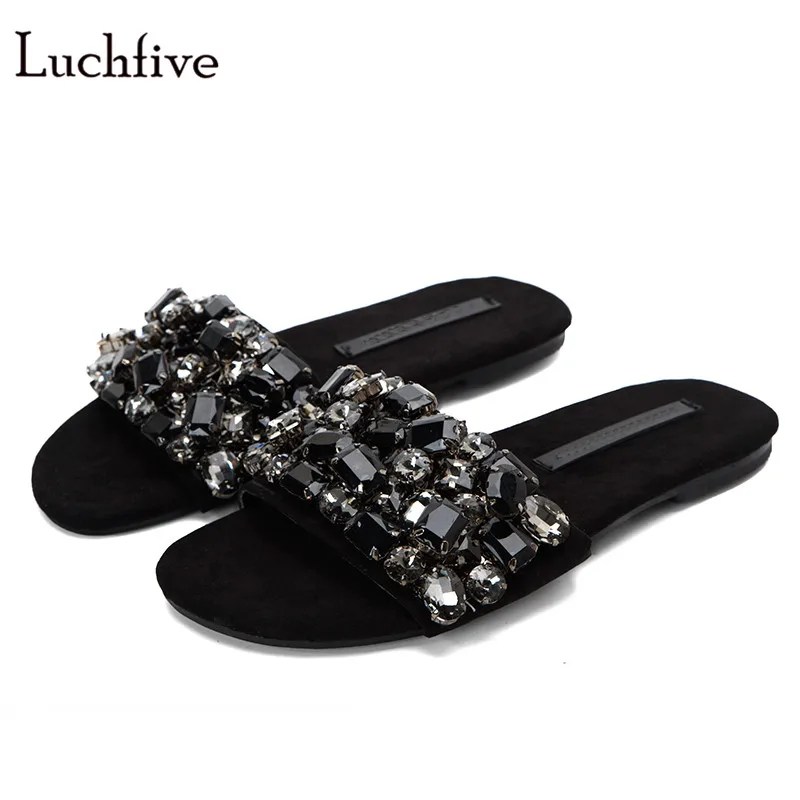 black flat shoes with rhinestones