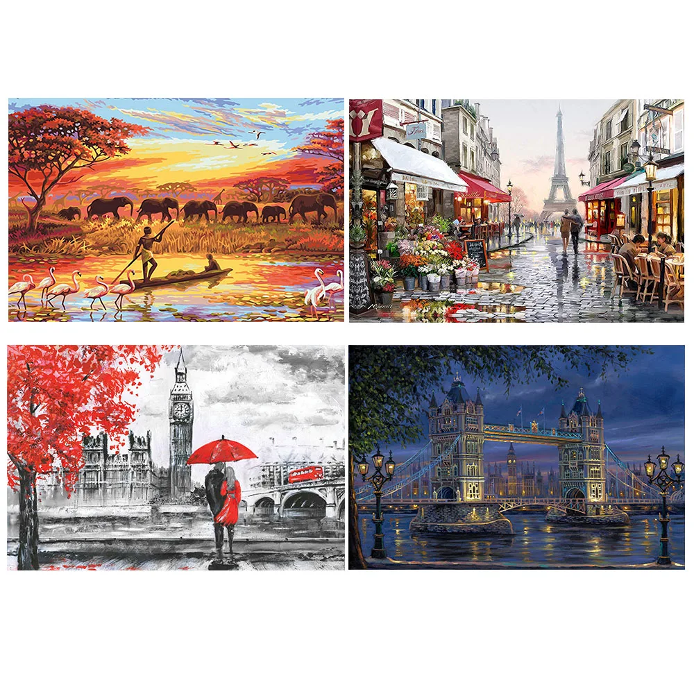 

1Pcs Eiffel Tower Paris Lover Canvas Paintings Elephant Landscape Bridge Wall Art Picture Home Decor Oil Paintings Poster