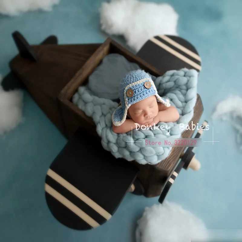 

Creative Wood Aircraft Filler Baskets For Wooden Newborn Photography Props Flokati Baby Boy Photo Shoot Accessories Basket Prop