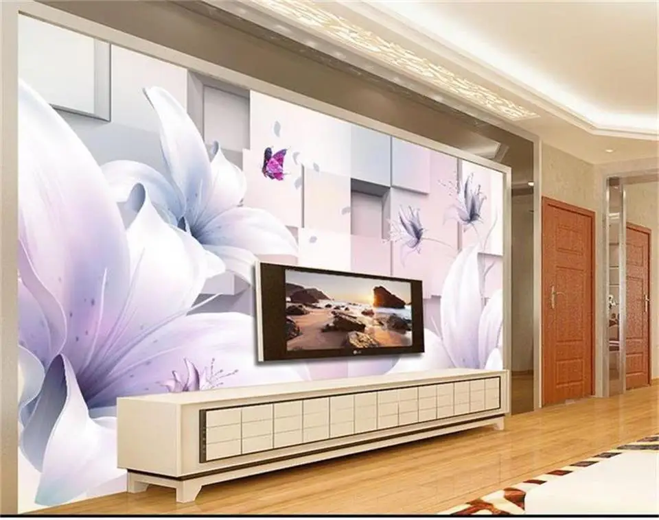 

3d wallpaper custom photo mural living room dream lily flower block 3d painting sofa TV background wall wallpaper for walls 3 d