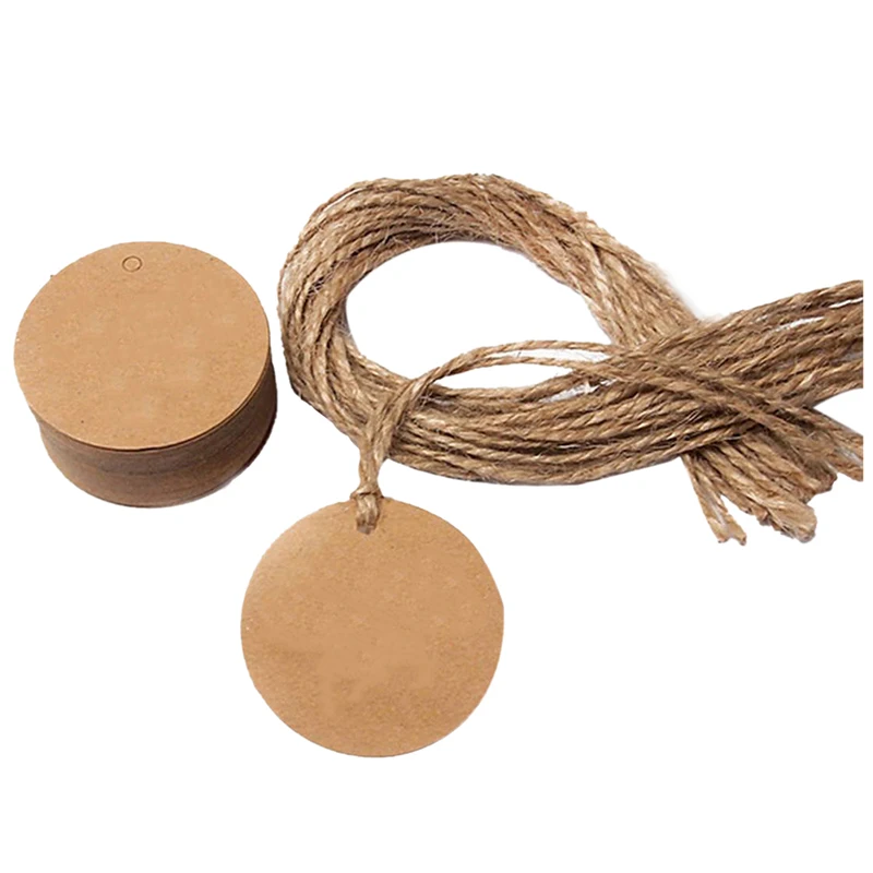 

50Pcs Round Kraft Gift Tag with Hemp Cord