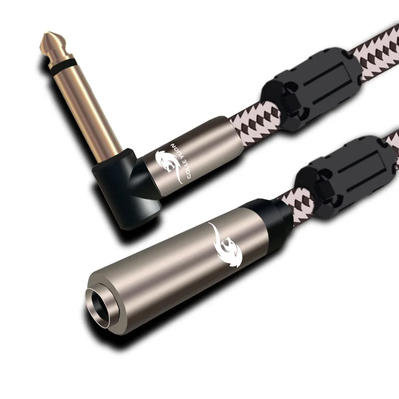 HIFI MONO Angle 6 5mm Male to 6 5mm Female Audio Cable 1 4 TRS Jack for Monitor Headphone Shielded OFC Extension Cable