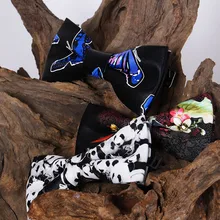 Цветочный принт галстук-бабочка из ПУ искусственной кожи мужской Выпускной свадебный галстук-бабочка в стиле кэжуал мужские костюмы Cravats Skinny Butterfly