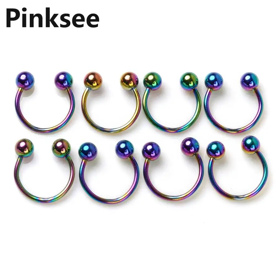 10pcs Steel fake septum nose ring Horseshoe Bar Barbell Ring Eyebrow