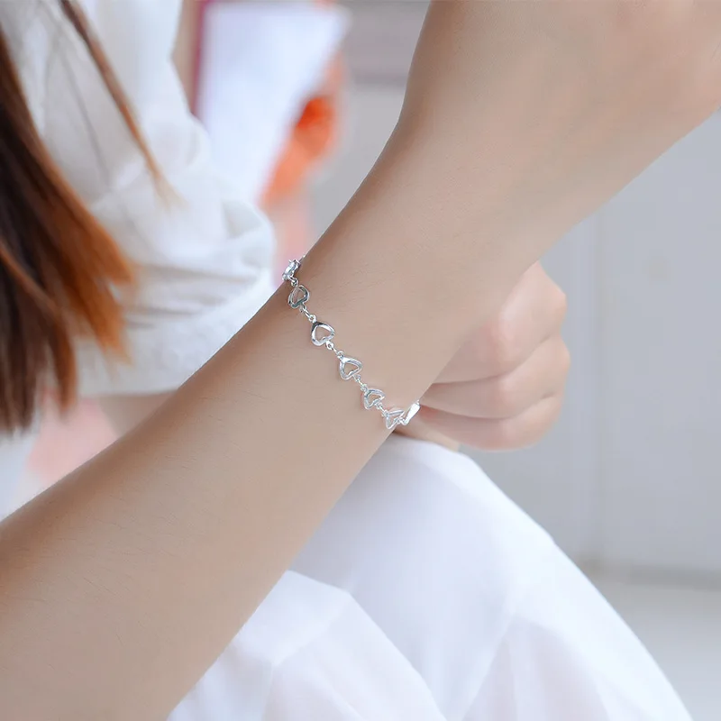 

TJP New Fashion Smile Silver Bracelets For Women Jewelry Trendy 925 Silver Anklets For Girl Lady Party Accessories Female Bijou